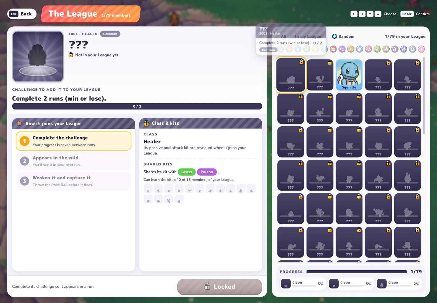Locked League profile showing the challenge and capture steps